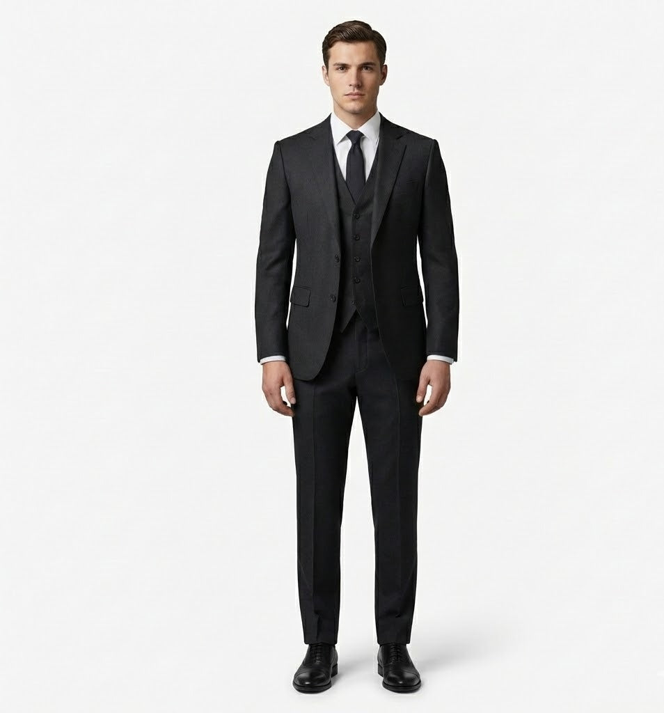 The Midnight Charcoal 3-Piece Suit | Premium Polyviscose Formal Set-suits-VogueNThreads