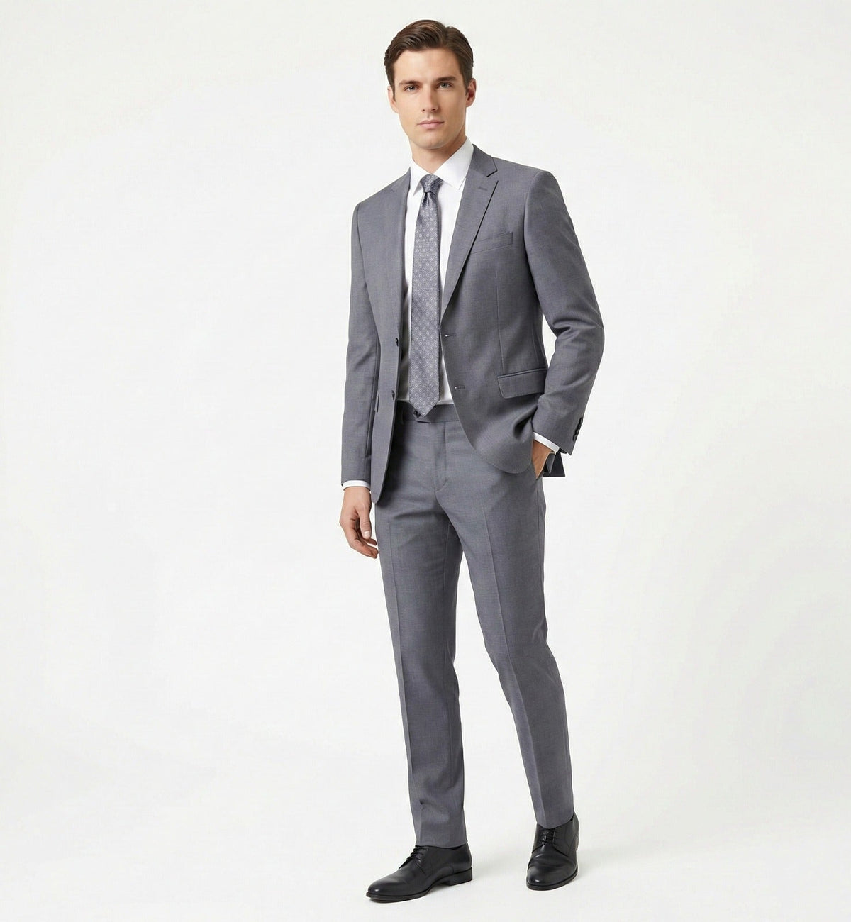 The Modern Slate Grey 2-Piece Suit | Tailored Polyviscose Business Set-suits-VogueNThreads