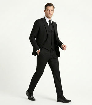The Ultimate Jet Black 3-Piece Suit | Premium Polyviscose Formal Set-suits-VogueNThreads