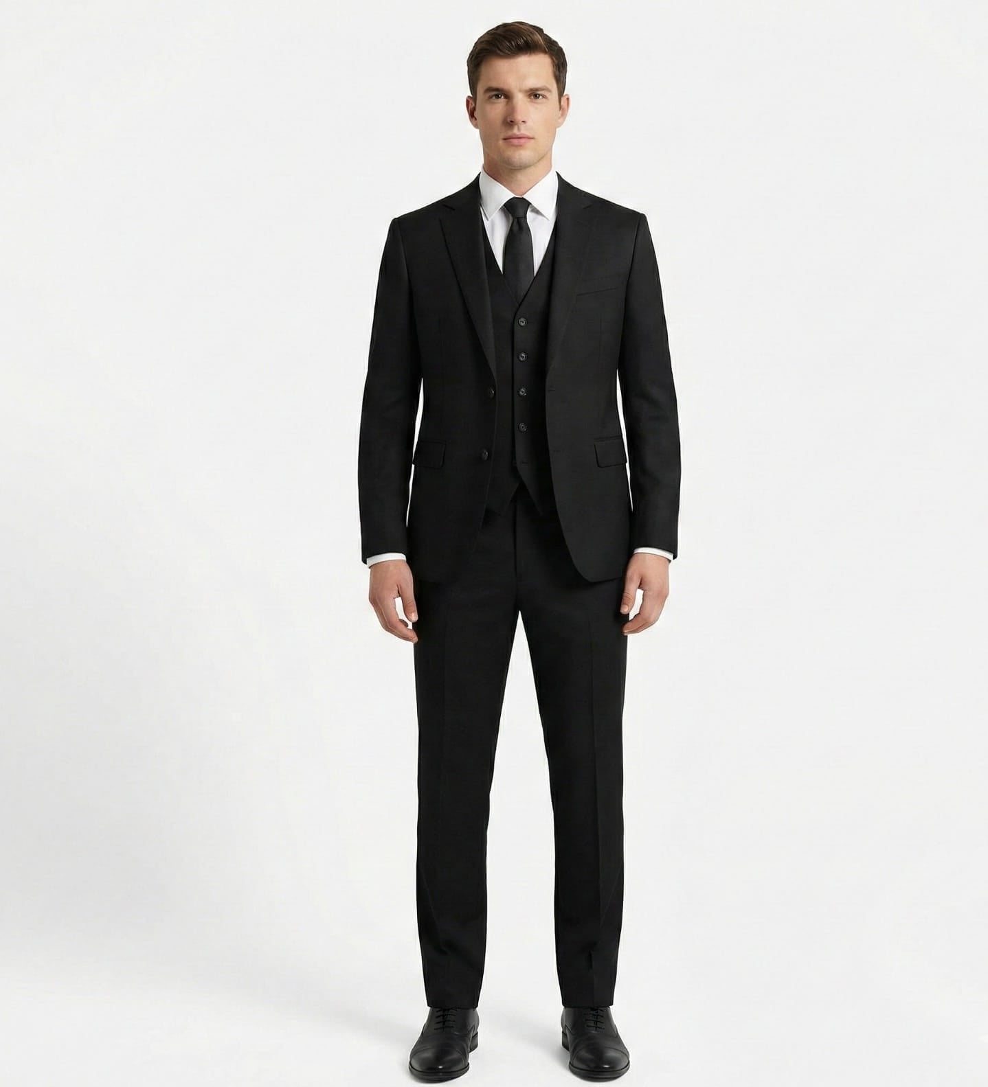 The Ultimate Jet Black 3-Piece Suit | Premium Polyviscose Formal Set-suits-VogueNThreads
