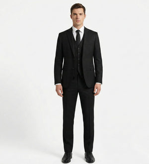 The Ultimate Jet Black 3-Piece Suit | Premium Polyviscose Formal Set-suits-VogueNThreads