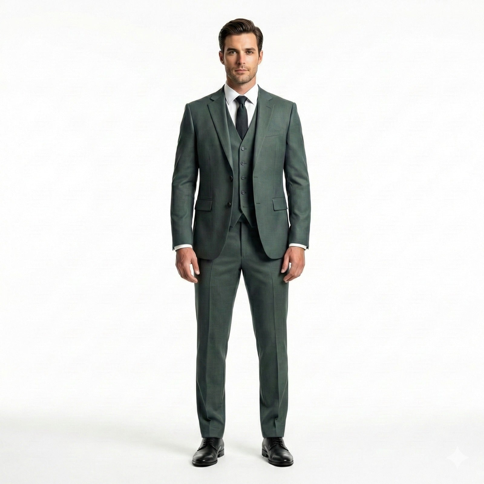 The Vintage Sage 3-Piece Suit | Premium Polyviscose Wedding Set-suits-VogueNThreads