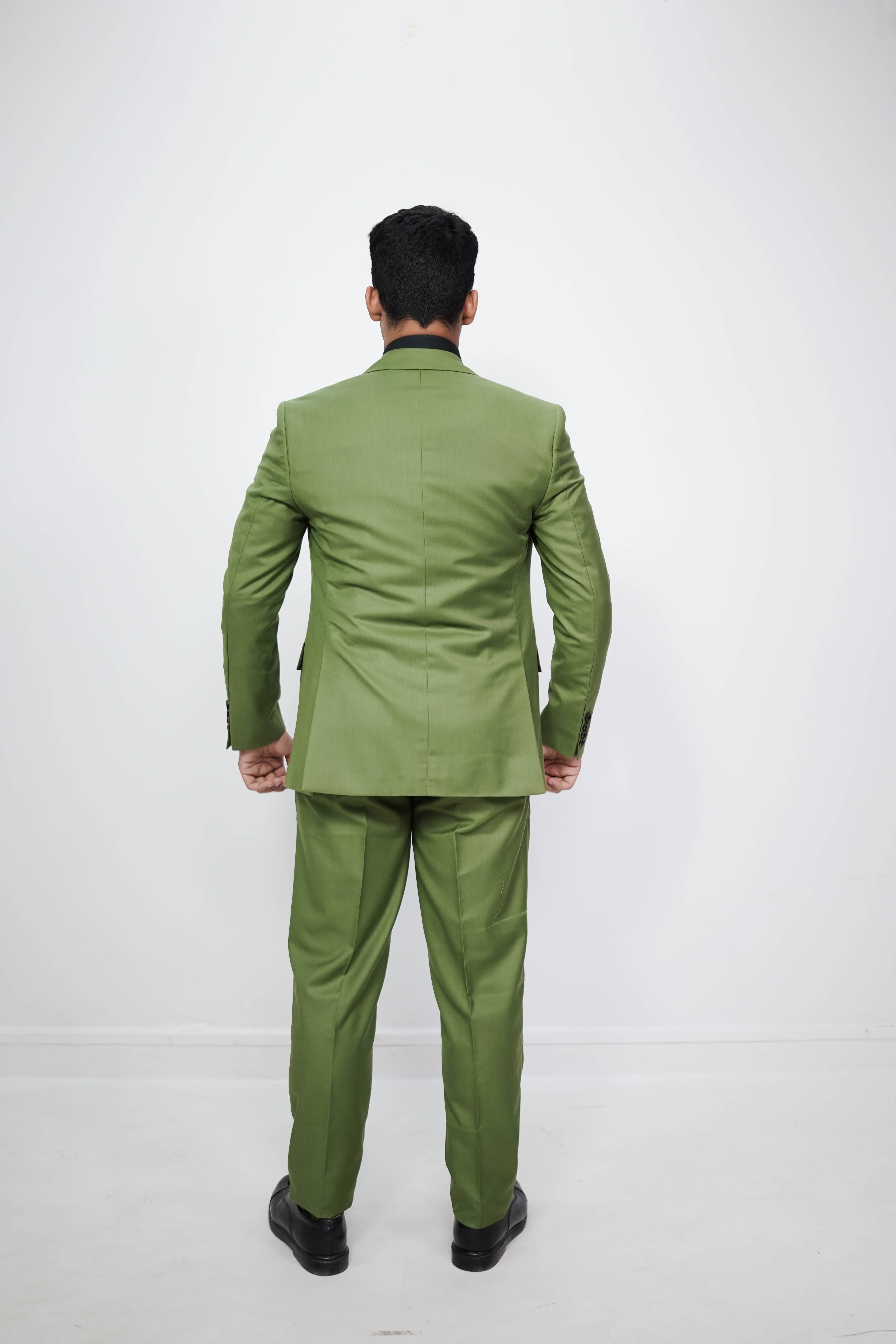VogueNThreads Men’s three piece suit-Regular Fit Olive Green Suit for wedding-VogueNThreads