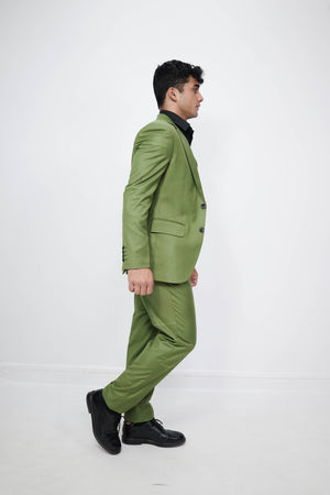 VogueNThreads Men’s three piece suit-Regular Fit Olive Green Suit for wedding-VogueNThreads