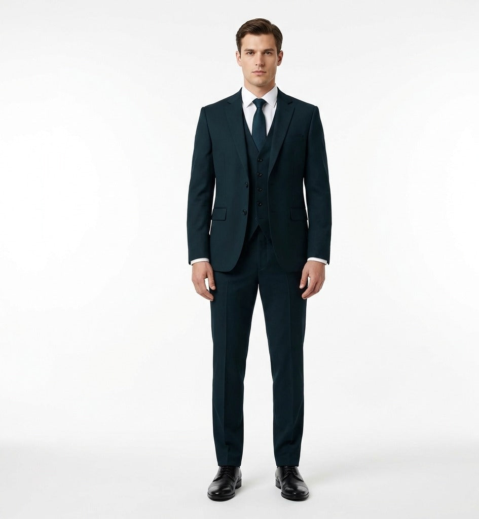 Deep Midnight Navy Twill – Executive 3-Piece Suit